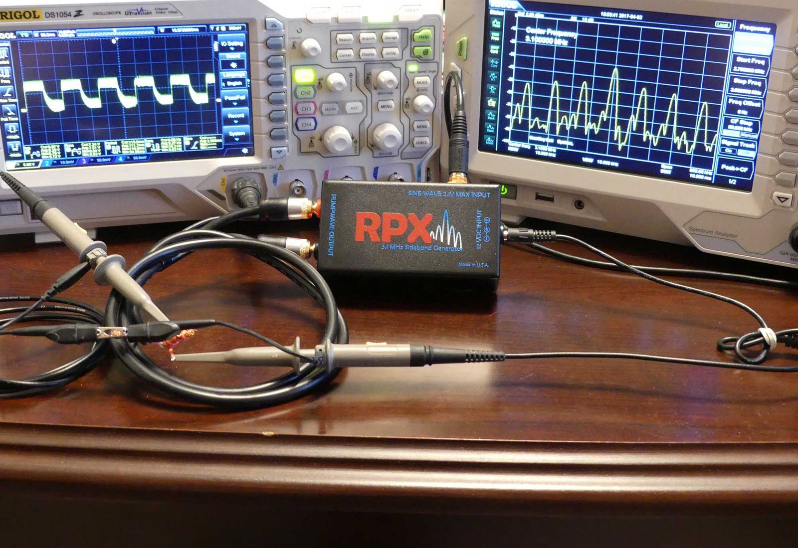 Bedini RPX sideband generator on an electronics test bench